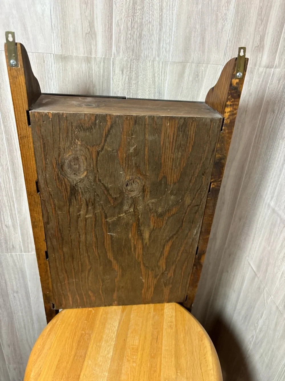 Rustic Early American Folk Art Handcrafted Wooden Spice Cabinet - Brown